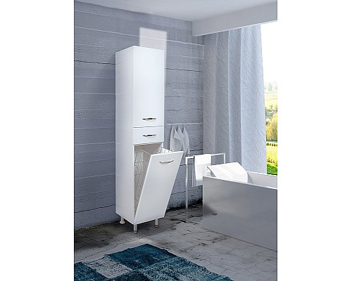 Шкаф пенал Onika Модерн 26.17 R 402607 с бельевой корзиной Белый