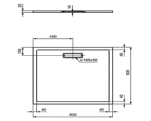 Акриловый поддон для душа Ideal Standard Ultraflat New 90х90 T4467V3 Черный шелк