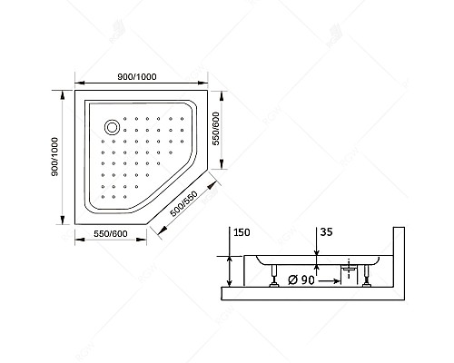Акриловый поддон для душа RGW Acrylic LUX/TN-TR 90x90 16180599-41 Белый