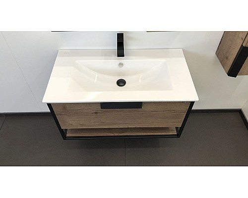 Тумба с раковиной Comforty Бонн 90 00-00003466 подвесная Дуб темный