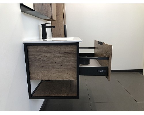 Тумба с раковиной Comforty Бонн 90 00-00003466 подвесная Дуб темный