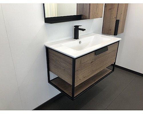 Тумба с раковиной Comforty Бонн 90 00-00003466 подвесная Дуб темный