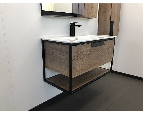 Тумба с раковиной Comforty Бонн 90 00-00003466 подвесная Дуб темный