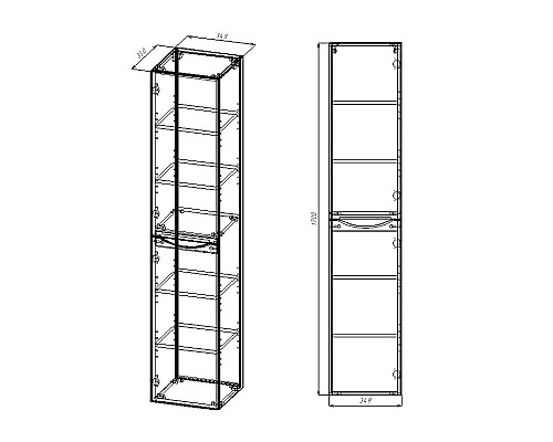 Шкаф пенал Vincea Mia 35 R VSC-2M170VO-R подвесной V.Oak