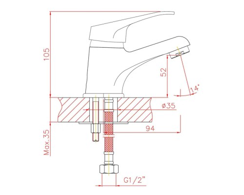 Смеситель для раковины Cron CN1013 Хром