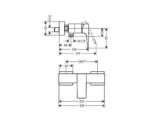 Смеситель для душа Hansgrohe Metropol однорычажный черный 32560340