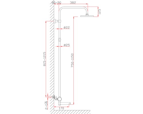 Душевая система Bronze de Luxe Avantgarde 2039RGB Черная Розовое золото