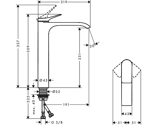 Смеситель для раковины Hansgrohe Vivenis 75042000 Хром
