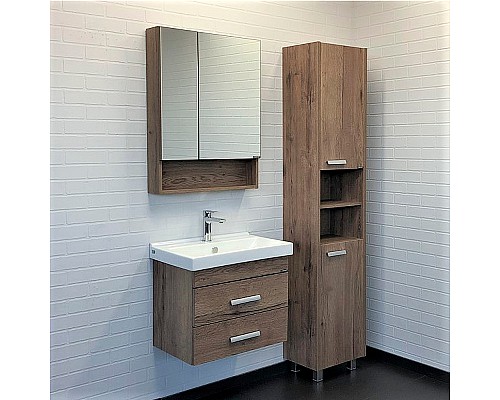 Зеркальный шкаф Comforty Никосия 70 00-00008851 Дуб темный