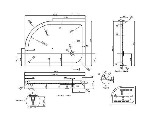 Акриловый поддон для душа Azario 120х90 P2912 R Белый