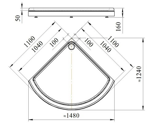 Акриловый поддон для душа Radomir 110x110x16 1-11-0-0-0-005 Белый