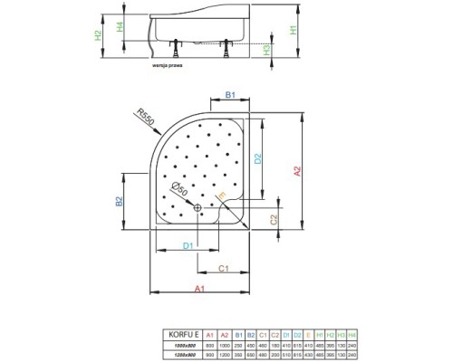 Акриловый поддон для душа Radaway Korfu E 100x80 L 4E81400-03L Белый