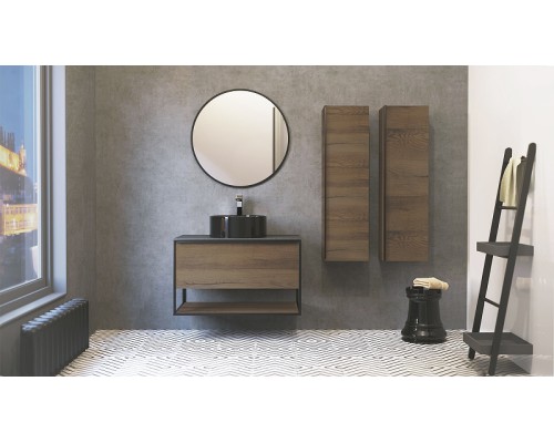 Шкаф пенал Jorno Steal 30 Ste.04.115/P/Da подвесной Древесный аттик Черный