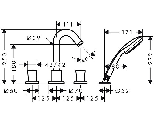 Смеситель на борт ванны Hansgrohe Logis 71314000