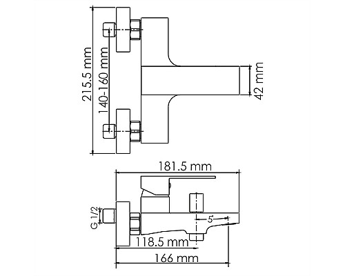 Смеситель для ванны WasserKRAFT Abens 2001 Чёрный матовый