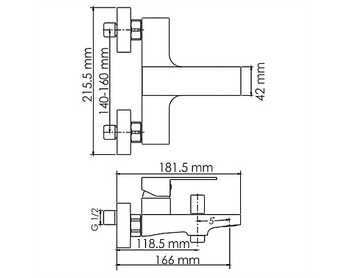 Смеситель для ванны WasserKRAFT Abens 2001 Чёрный матовый