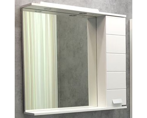 Зеркало со шкафом Comforty Модена М-90 00-00001641 с подсветкой Белое матовое