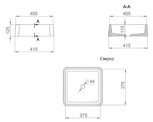 Раковина накладная Salini GLORIA 42 1102202M