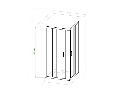 Душевой уголок Royal Bath HPD 90х80 RB8090HPD-T-BL профиль Черный стекло прозрачное