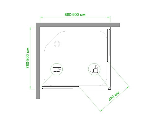 Душевой уголок Royal Bath HPD 90х80 RB8090HPD-T-BL профиль Черный стекло прозрачное