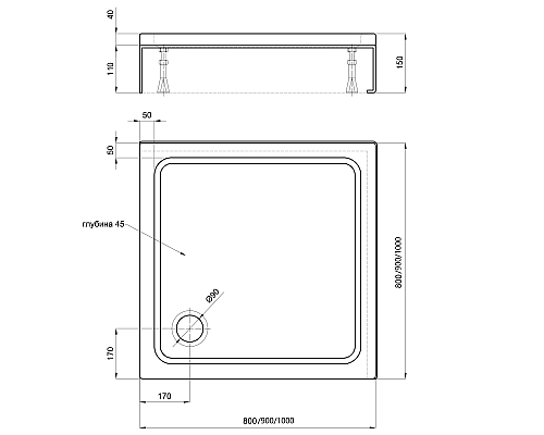 Акриловый поддон для душа Aquatek 100x100 DPA-0000003 Белый