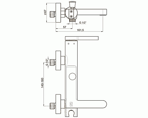 Смеситель для ванны GPD Gildo MBB165-S-R Черный Розовое золото
