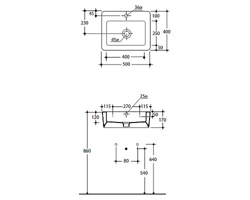 Раковина Kerasan Ego 324101 50 белый