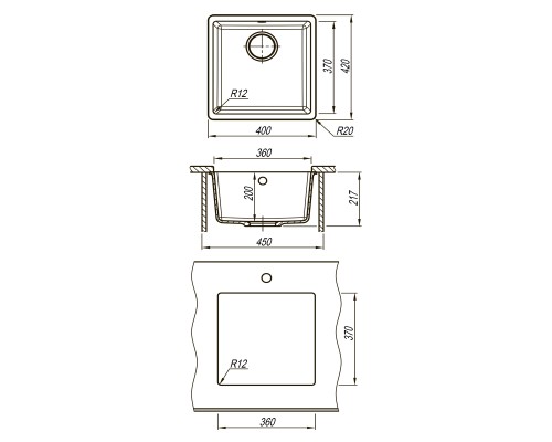 Кухонная мойка Lemark Sinara 400-U 9910065 Серый шелк