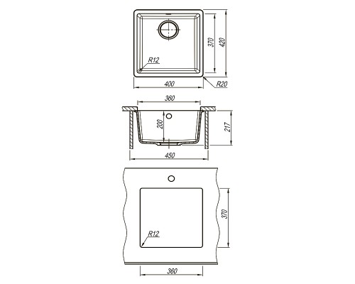 Кухонная мойка Lemark Sinara 400-U 9910065 Серый шелк