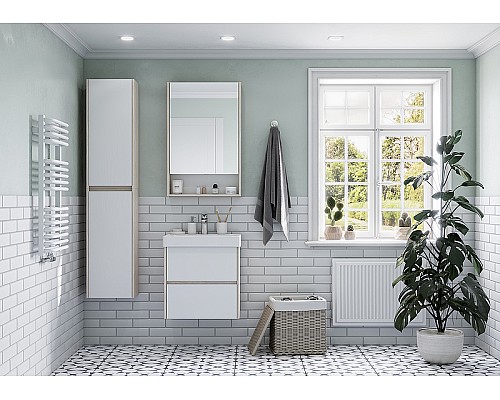 Зеркальный шкаф Aquaton Сканди 55 1A252102SDB20 Белый Дуб верона