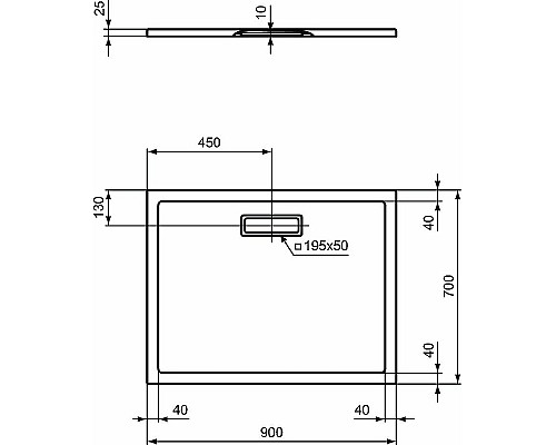 Акриловый поддон для душа Ideal Standard Ultraflat New 90х70 T447401 Белый