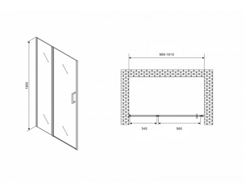 Душевая дверь Abber Sonnenstrand 100 AG04100S профиль Хром стекло прозрачное