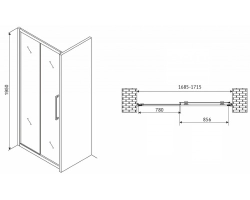 Душевая дверь Abber Schwarzer Diamant 170 AG30170H профиль Хром стекло прозрачное