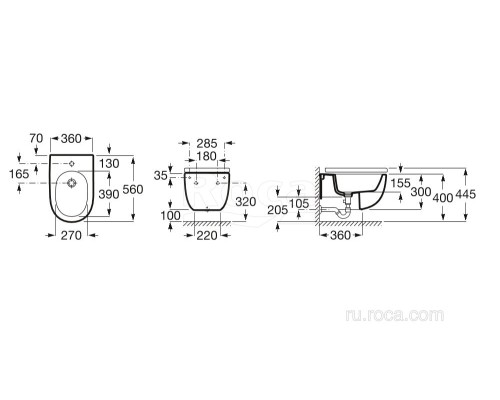 Биде Roca Meridian подвесное 357248000