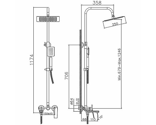 Душевая система Haiba HB24533-3 Пепельный