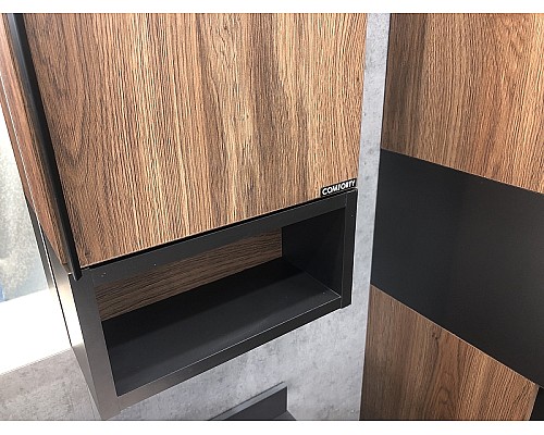 Зеркало со шкафом Comforty Штутгарт 90 00004151038 Дуб темно-коричневый Черное матовое