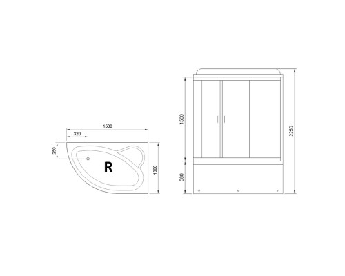 Душевой бокс Royal Bath ALP 150х100 с гидромассажем стекло матовое
