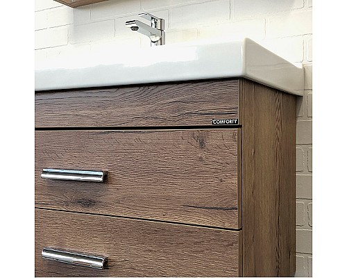 Тумба с раковиной Comforty Никосия 80П 00-00008856 подвесная Дуб темный