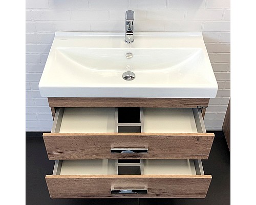 Тумба с раковиной Comforty Никосия 80П 00-00008856 подвесная Дуб темный