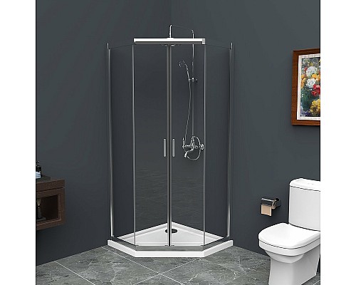 Душевой уголок BelBagno Uno 90х90 UNO-195-P-2-90-C-Cr профиль Хром стекло прозрачное