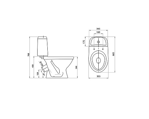 Унитаз компакт Santeri Прайм 1.P206.3.S00.00B.F комфорт с бачком и сиденьем