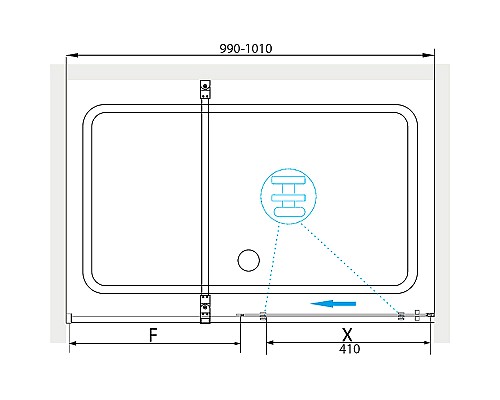 Душевая дверь RGW Tornado TO-18 B 100 41071810-14 профиль Черный стекло прозрачное