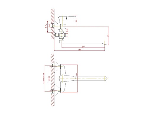 Смеситель для ванны Cron CN2114 Хром