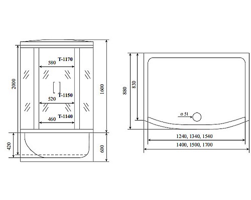 Душевой бокс Timo Standart 170x88 T-1170 с гидромассажем Душевой бокс Timo Standart 170x88 T-1170 с гидромассажем