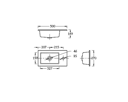 Раковина Kerama Marazzi LATO встраиваемая сверху 50, белая глянцевая