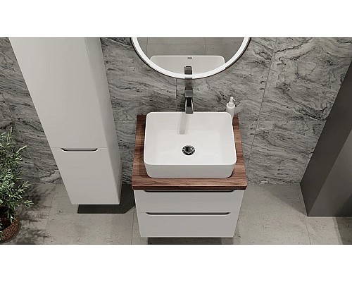 Тумба под раковину Jorno Wood 60 wood.01.60/P/W подвесная Белая