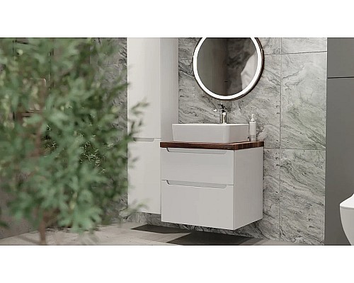 Тумба под раковину Jorno Wood 60 wood.01.60/P/W подвесная Белая