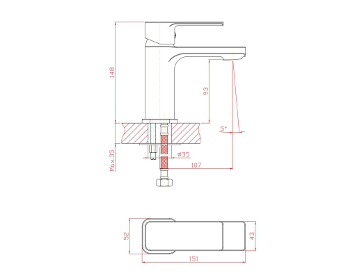 Смеситель для раковины Cron CN10129 Хром