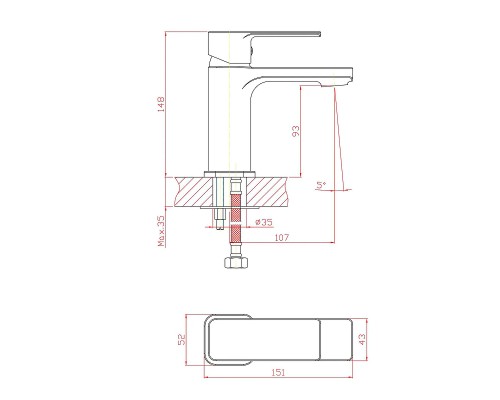 Смеситель для раковины Cron CN10129 Хром