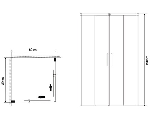 Душевой уголок Grossman Fly 80х80 GR-8080Fl профиль Хром стекло прозрачное